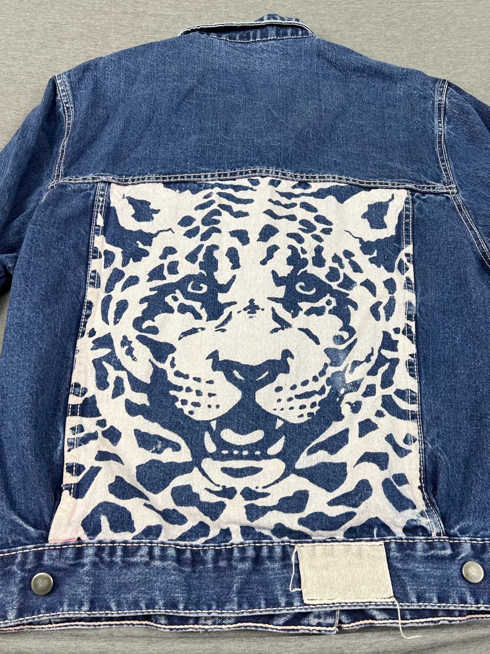 Wild Cat Tiger Denim Jacket with Leopard Back Panel
